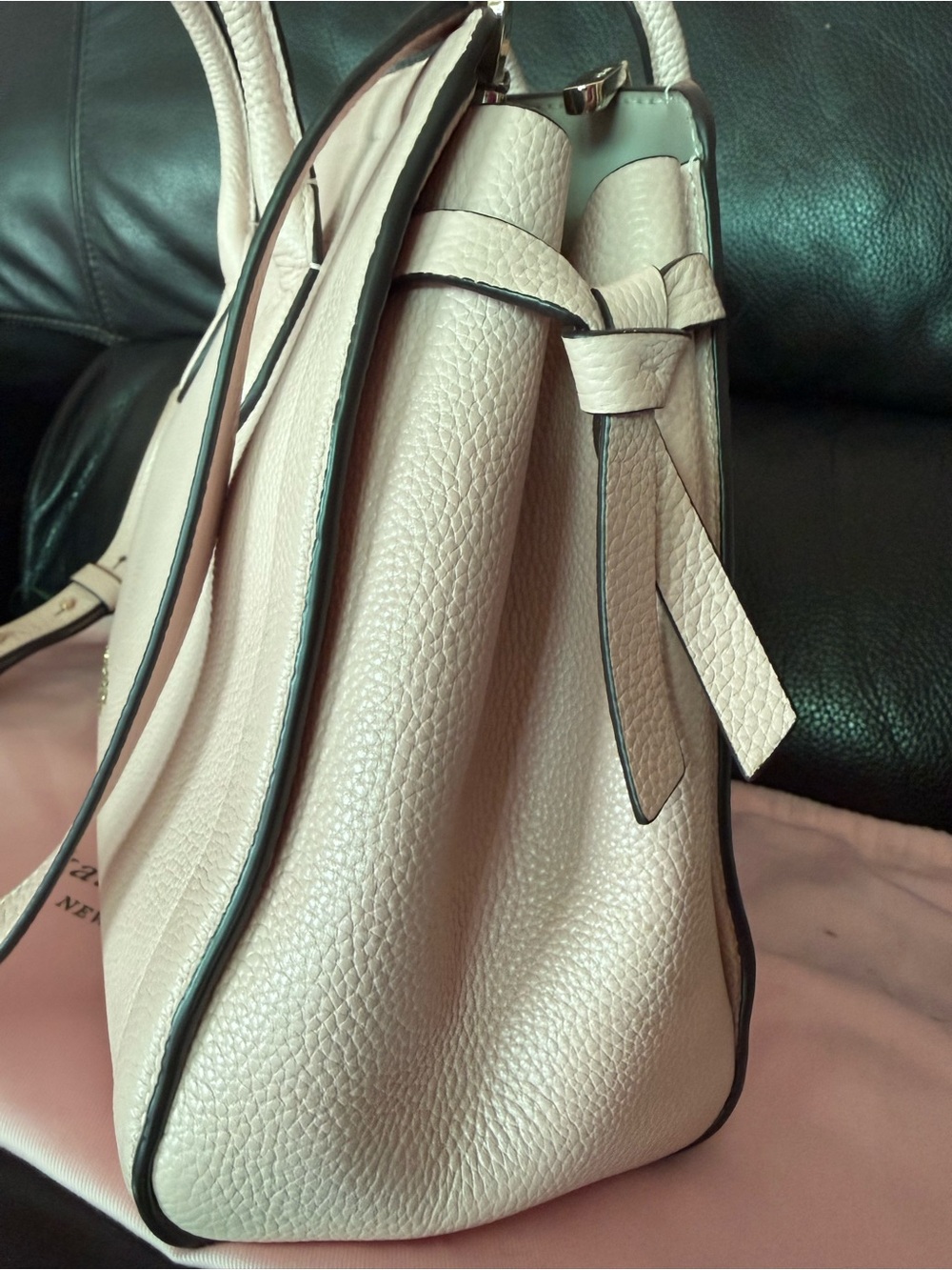 Kate Spade Mini Knott Leather Satchel with Crossbody Strap - Mochi Pink - Picture 4 of 8